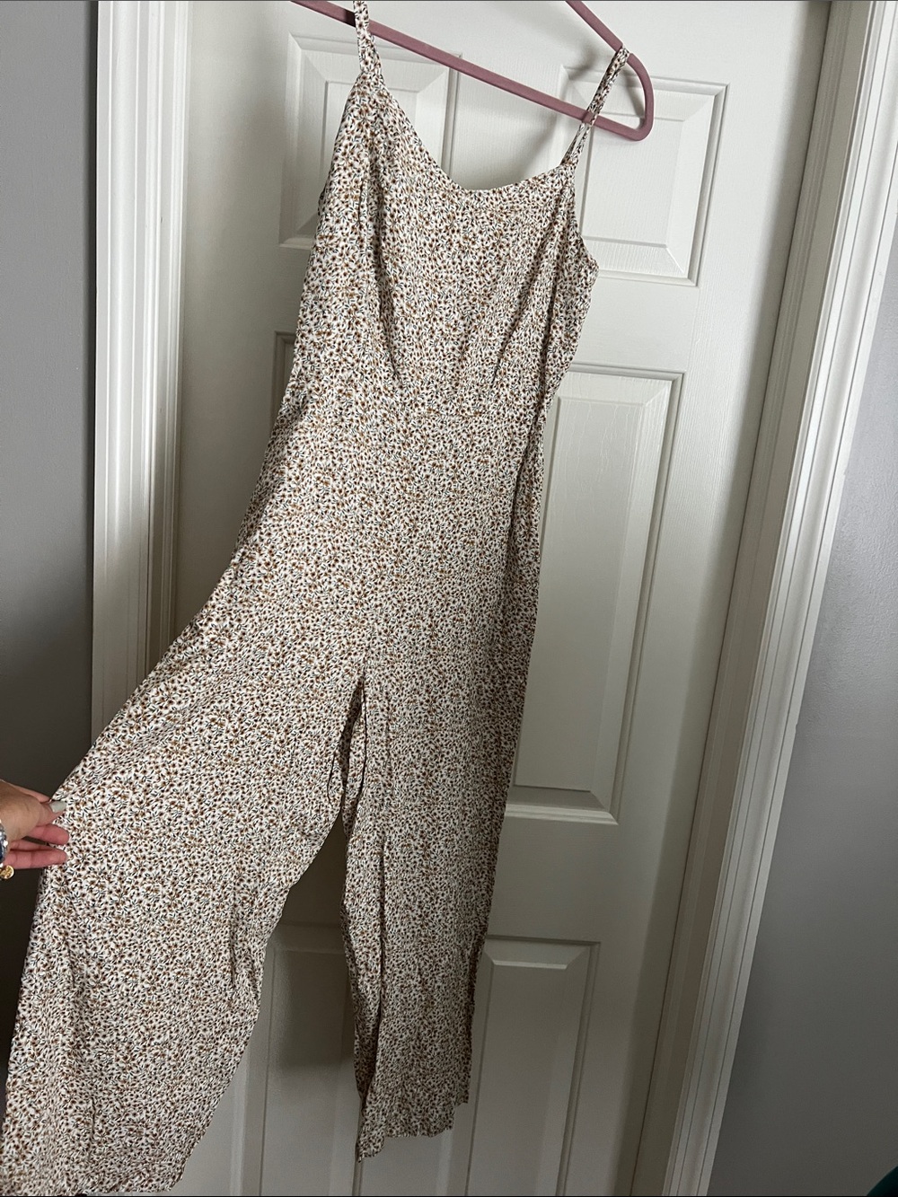 Old Navy Cream Floral Spaghetti-Strap Jumpsuit